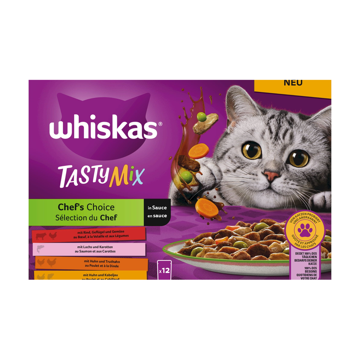 Whiskas Tasty Mix Chefs Choice in Sauce 12x85g