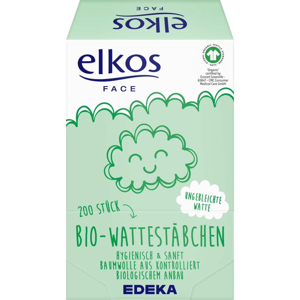 EDEKA elkos Bio-Wattestäbchen ungebleicht 200ST