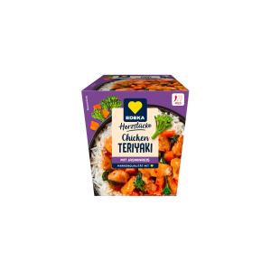 EDEKA Herzstücke Sweet Chili Teriyaki Hühnchen mit Jasmin Reis 350g