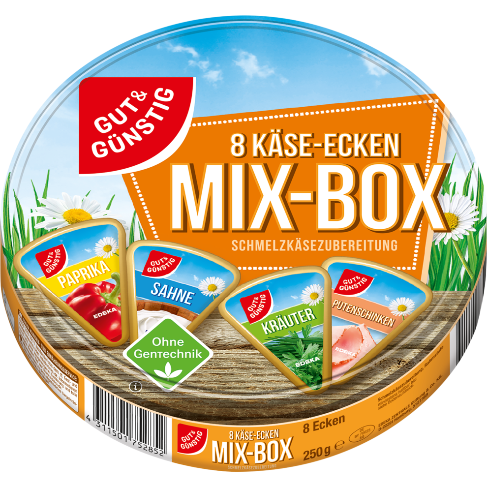 GUT&GÜNSTIG Schmelzkäse-Ecken 50% Mix 250g VLOG