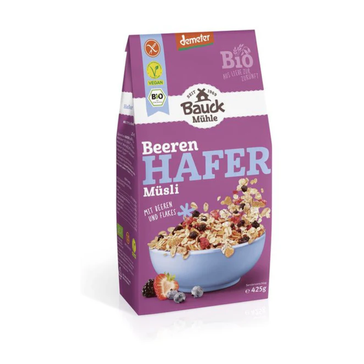 Demeter Bauck Mühle Hafer Müsli Beeren glutenfrei 425g