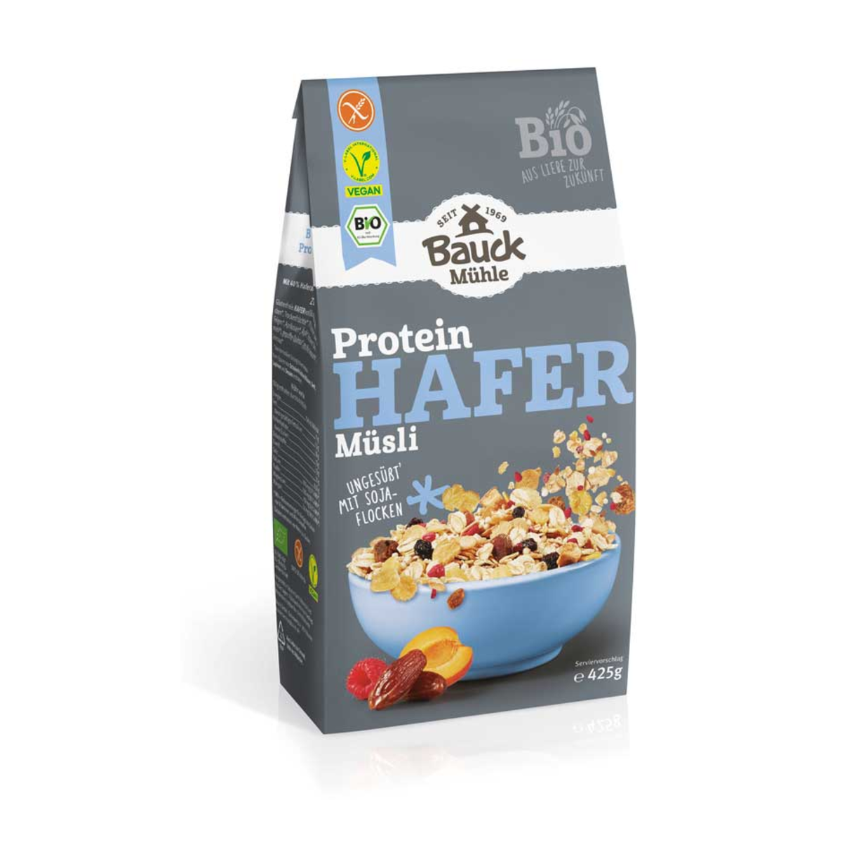 Bio Bauckhof Hafer Müsli Protein ungesüßt glutenfrei 425g
