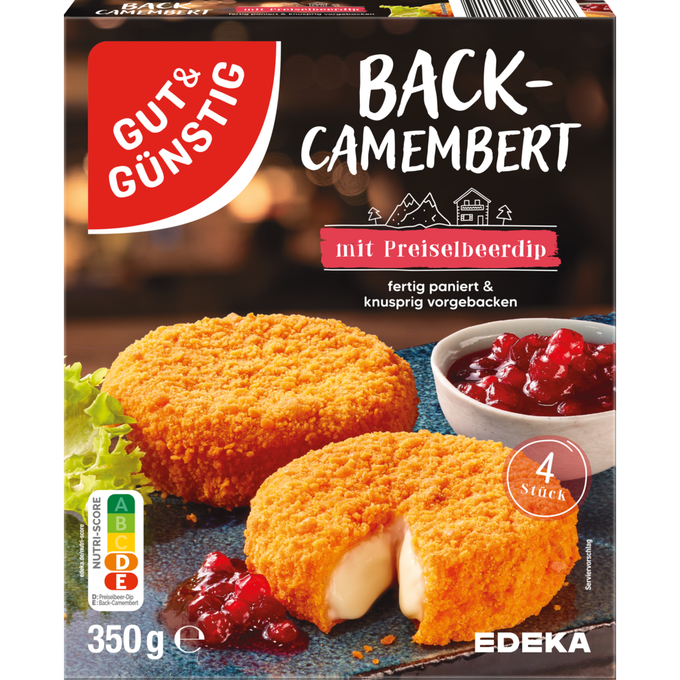 GUT&GÜNSTIG Back-Camembert 45% mit Preiselbeer-Dip 350g VLOG