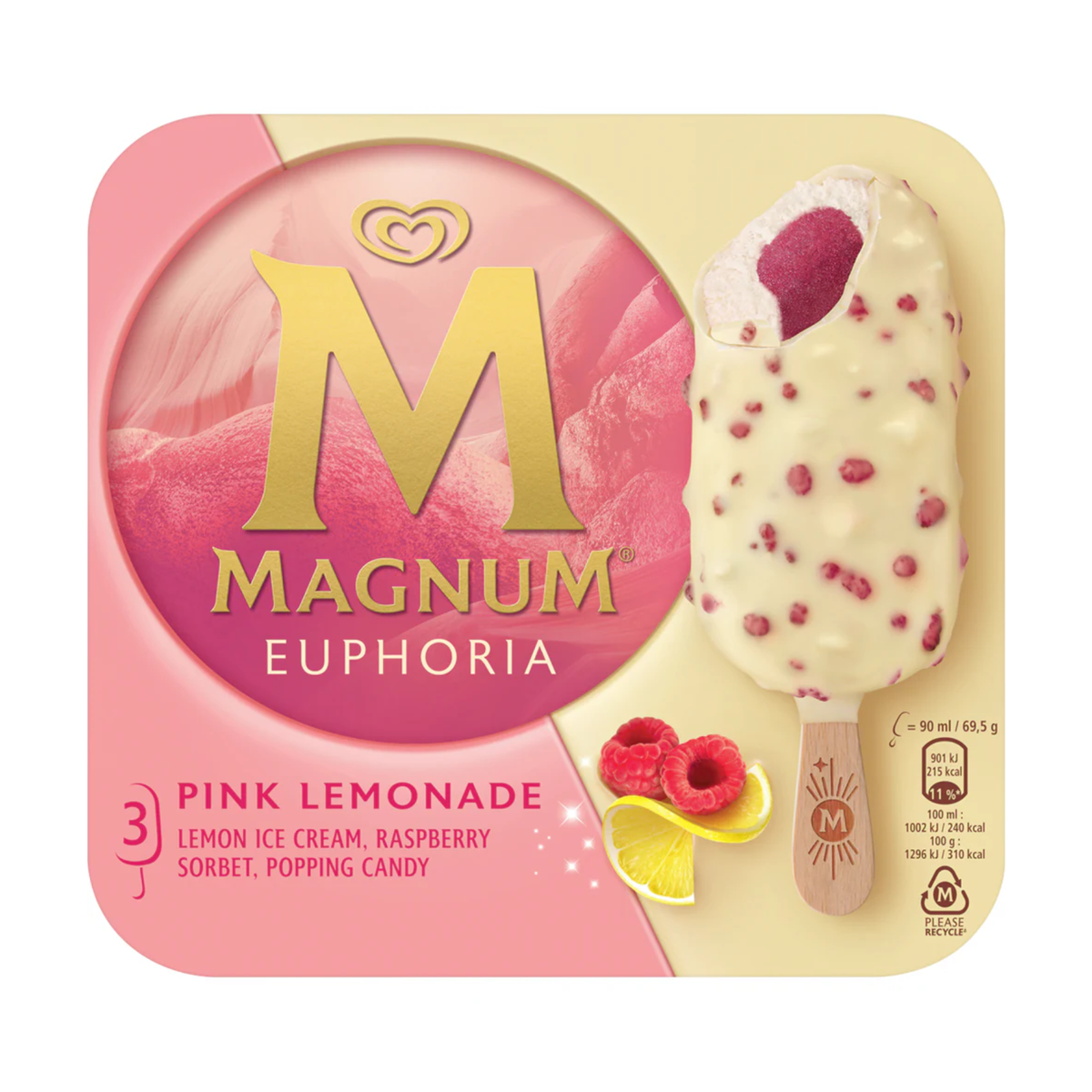 Langnese Magnum Euphoria Pink Lemonade 3x90ml