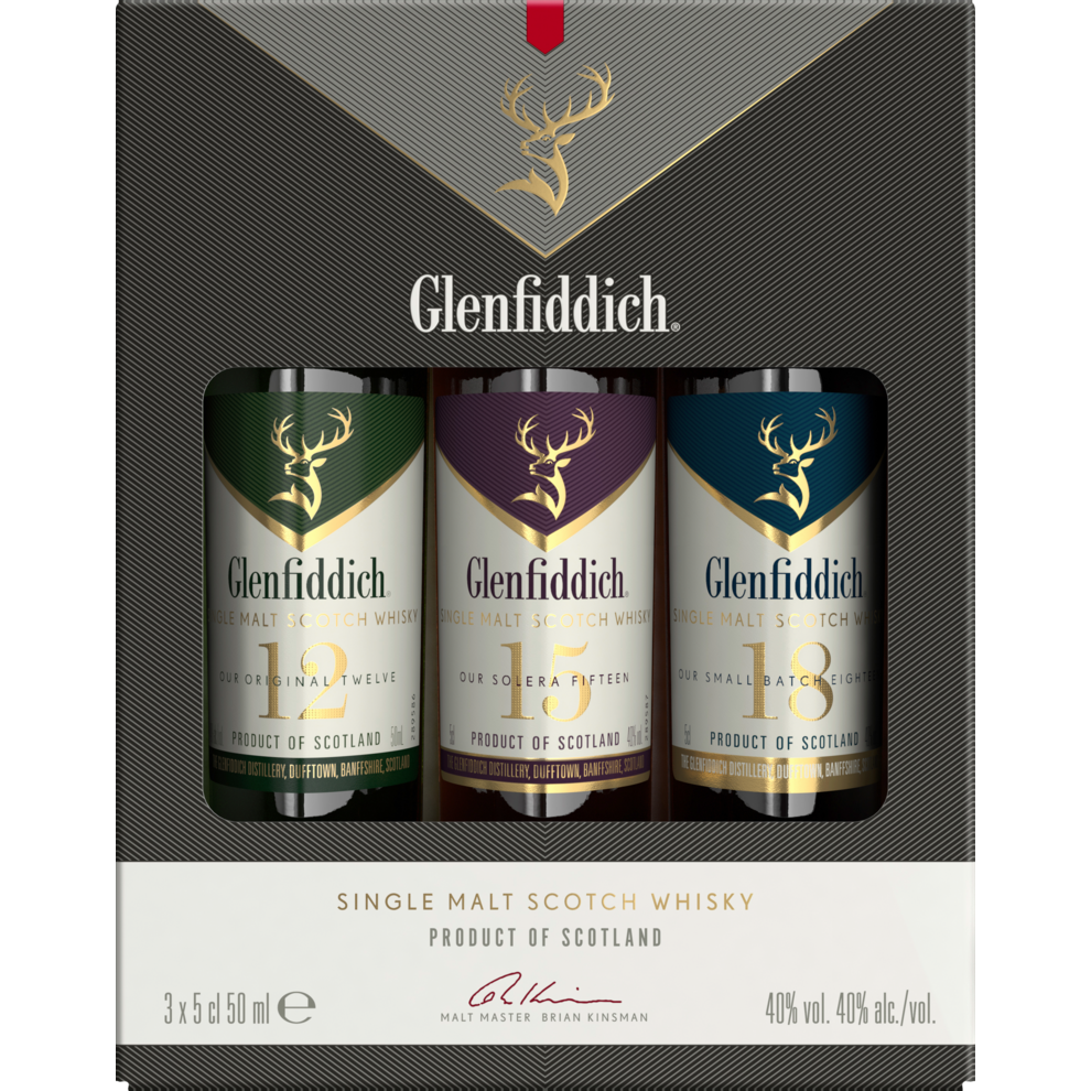 Glenfiddich Single Malt Whisky 12&15&18 Jahre 40% 3x0,05l