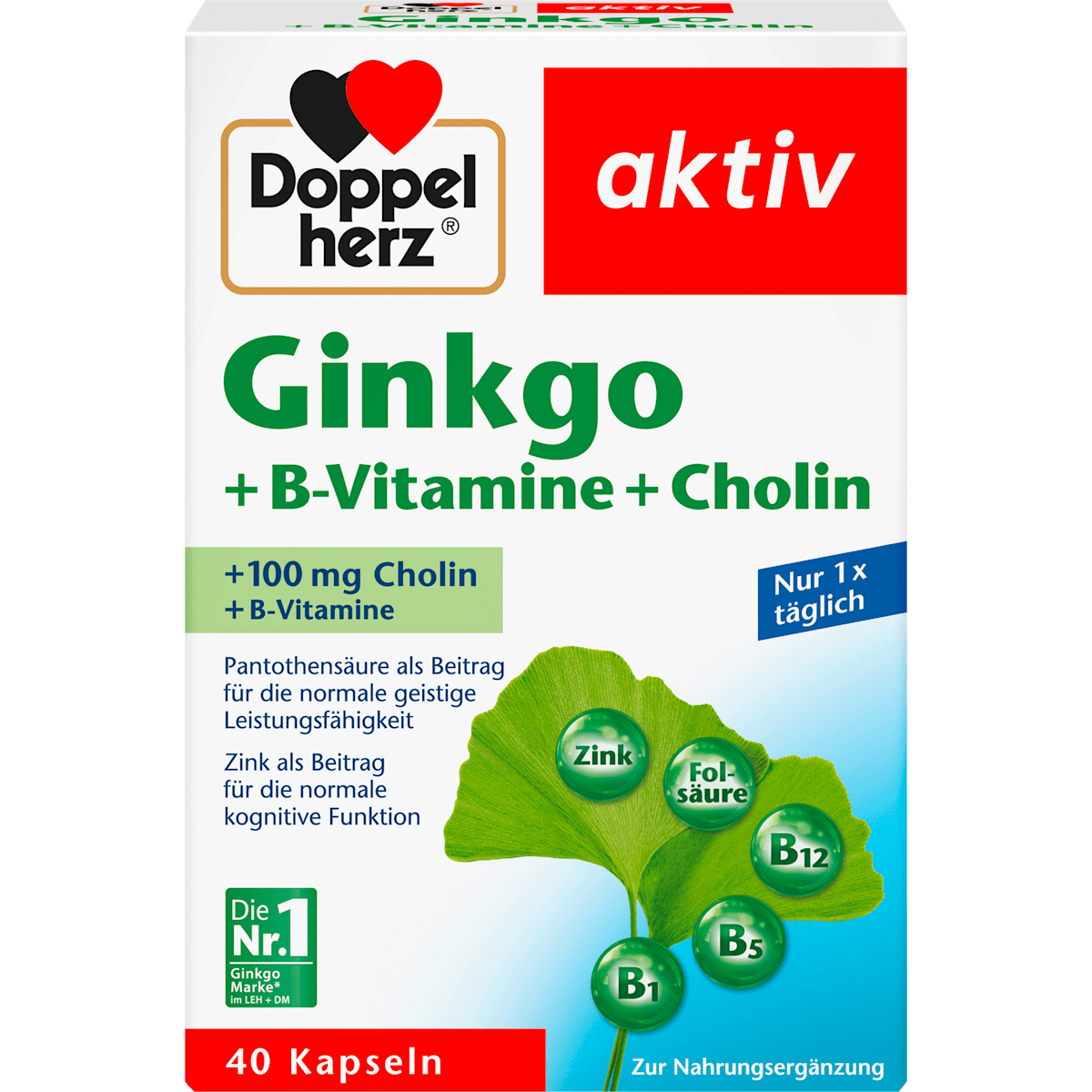 Doppelherz Ginkgo+B-Vitamine+Cholin 40Kapseln 22,4g