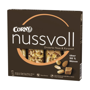 Corny Nussvoll Dreierlei Nuss & Karamell 4x24g