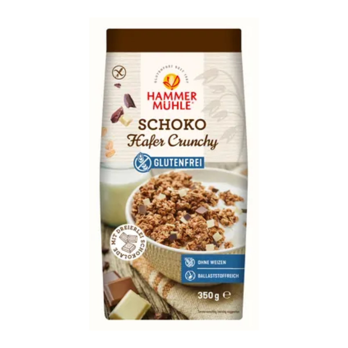 Hammermühle Gebackenes Hafermüsli mit Schokolade und Kakao 350g