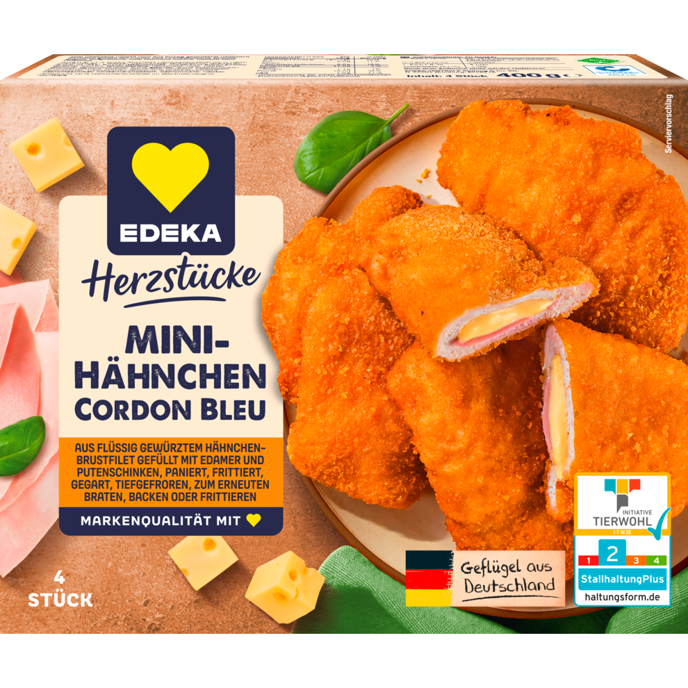 EDEKA Herzstücke Mini Hähnchen Cordon Bleu 400g VLOG QS ITW