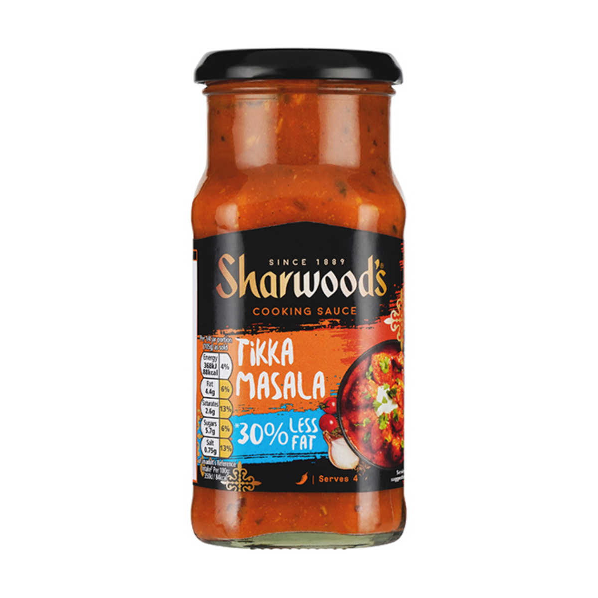 Sharwood's Tikka Kochsauce scharf weniger Fett 420g