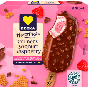 EDEKA Herzstücke Crunchy Yoghurt Raspberry Stieleis 3x90ml