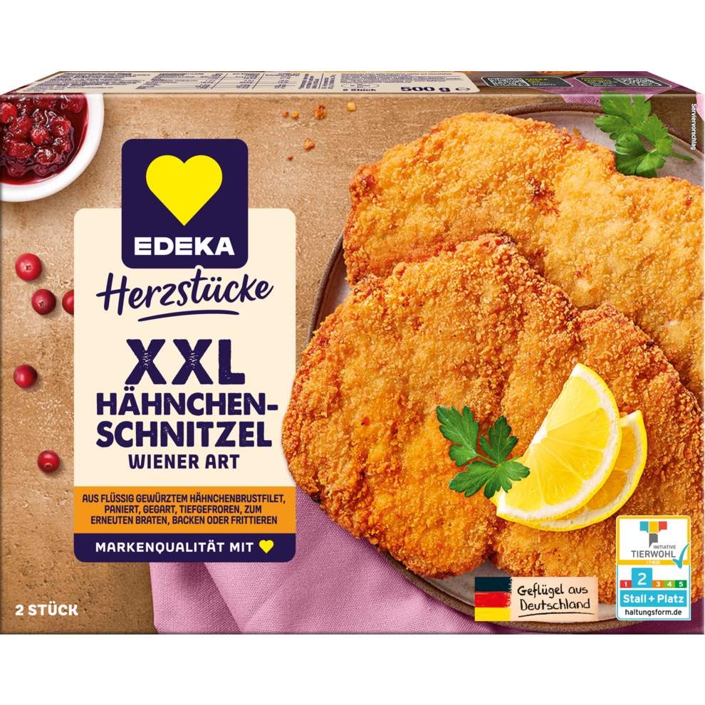 EDEKA Herzstücke Hähnchen Schnitzel XXL paniert 500g VLOG QS ITW