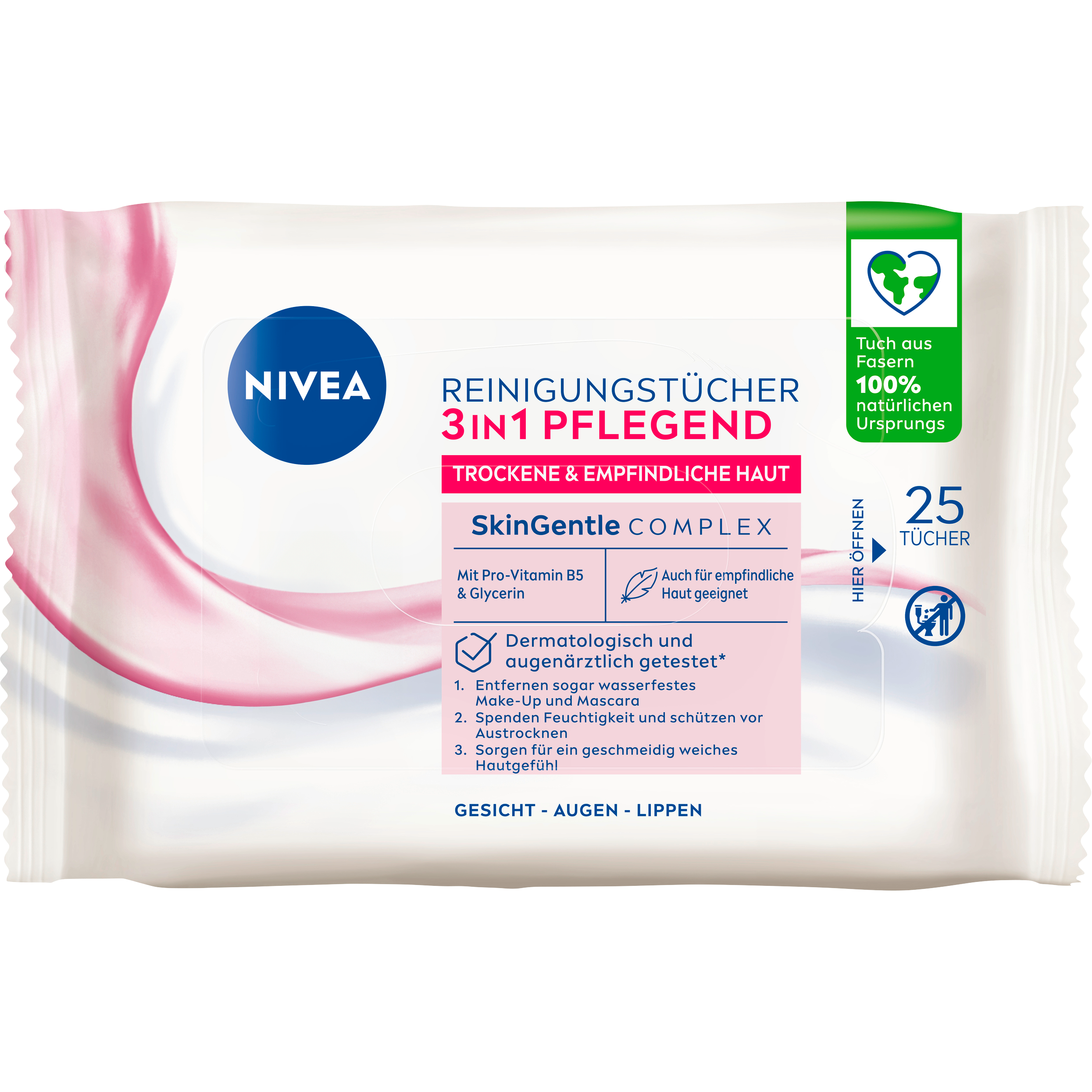 Nivea 3in1 Pflegende Reinigungstücher Trockene Haut 25ST