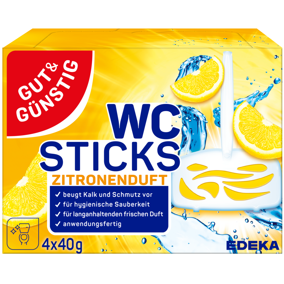 GUT&GÜNSTIG WC Duftstick Lemon 4x40g