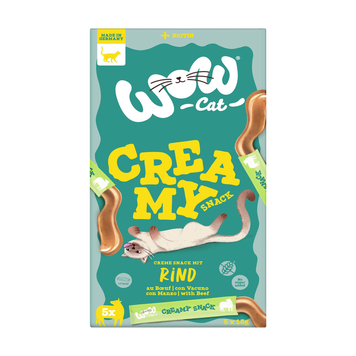 WOW Cat Creamies mit Rind 5ST 75g