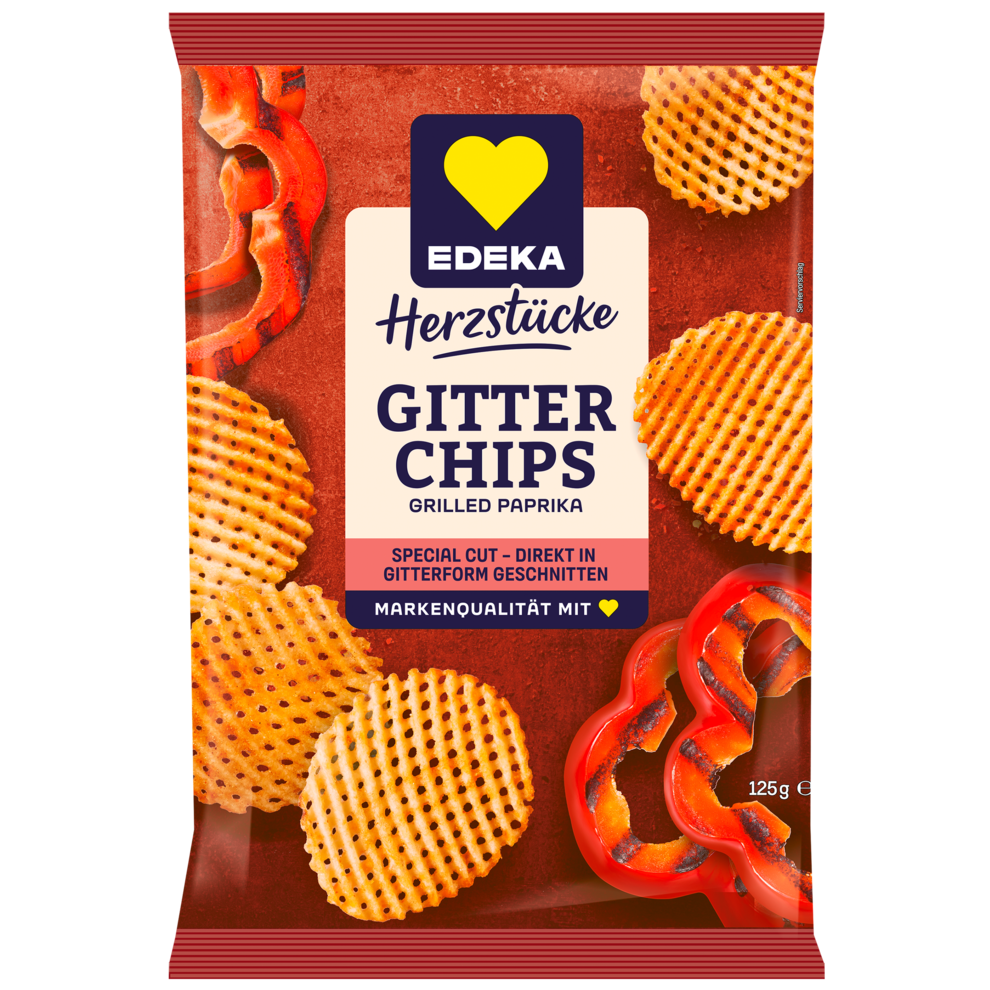 EDEKA Herzstücke Gitterchips Grilled Paprika 125g