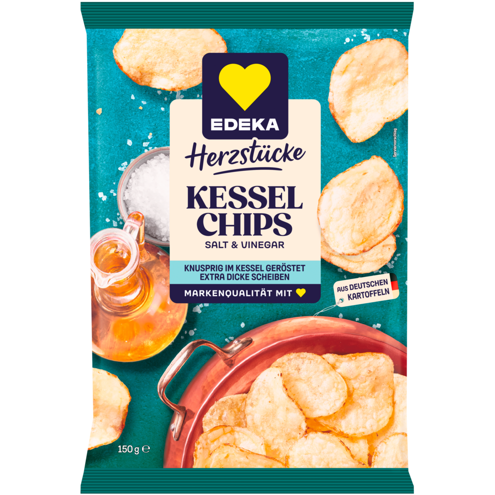 EDEKA Herzstücke Kesselchips Salt&Vinegar 150g
