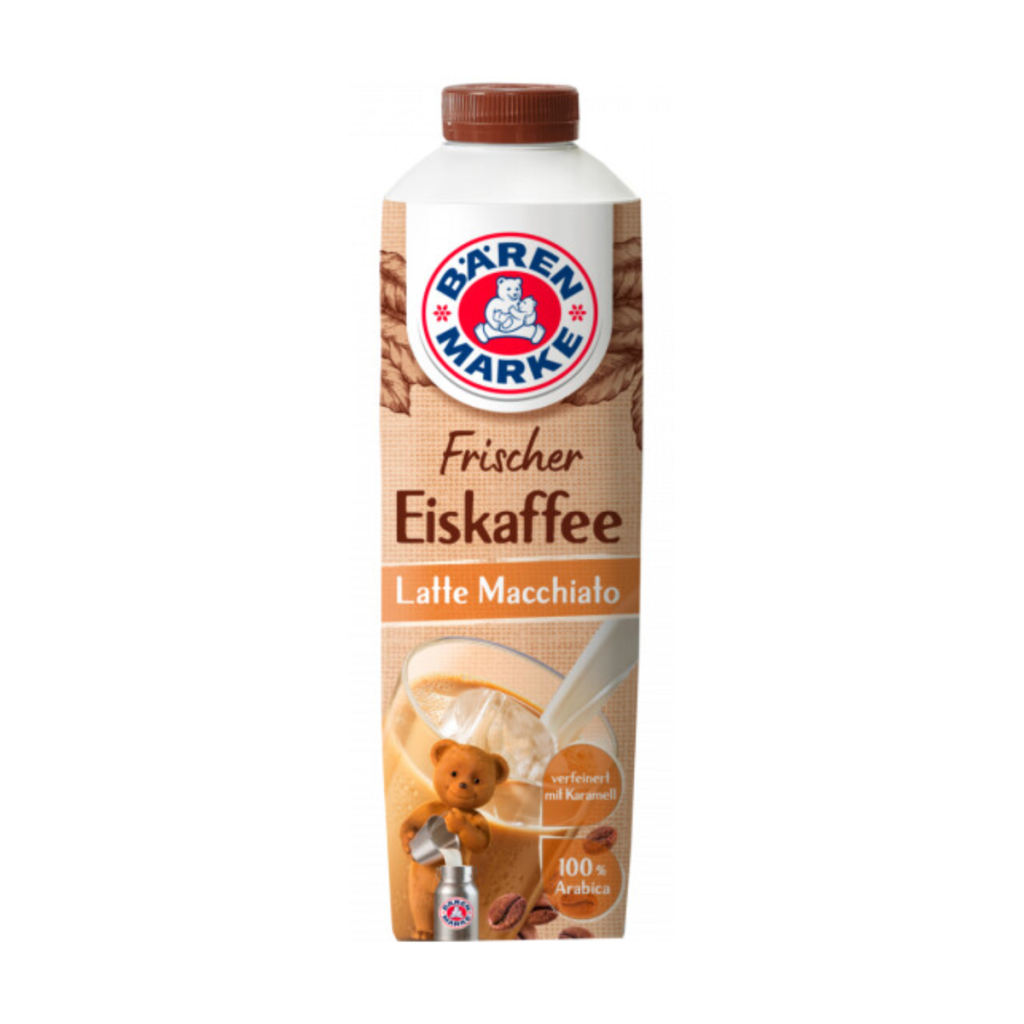 Bärenmarke Frischer Eiskaffee Latte Macchiato verfeinert mit Karamell 1,8% 1l
