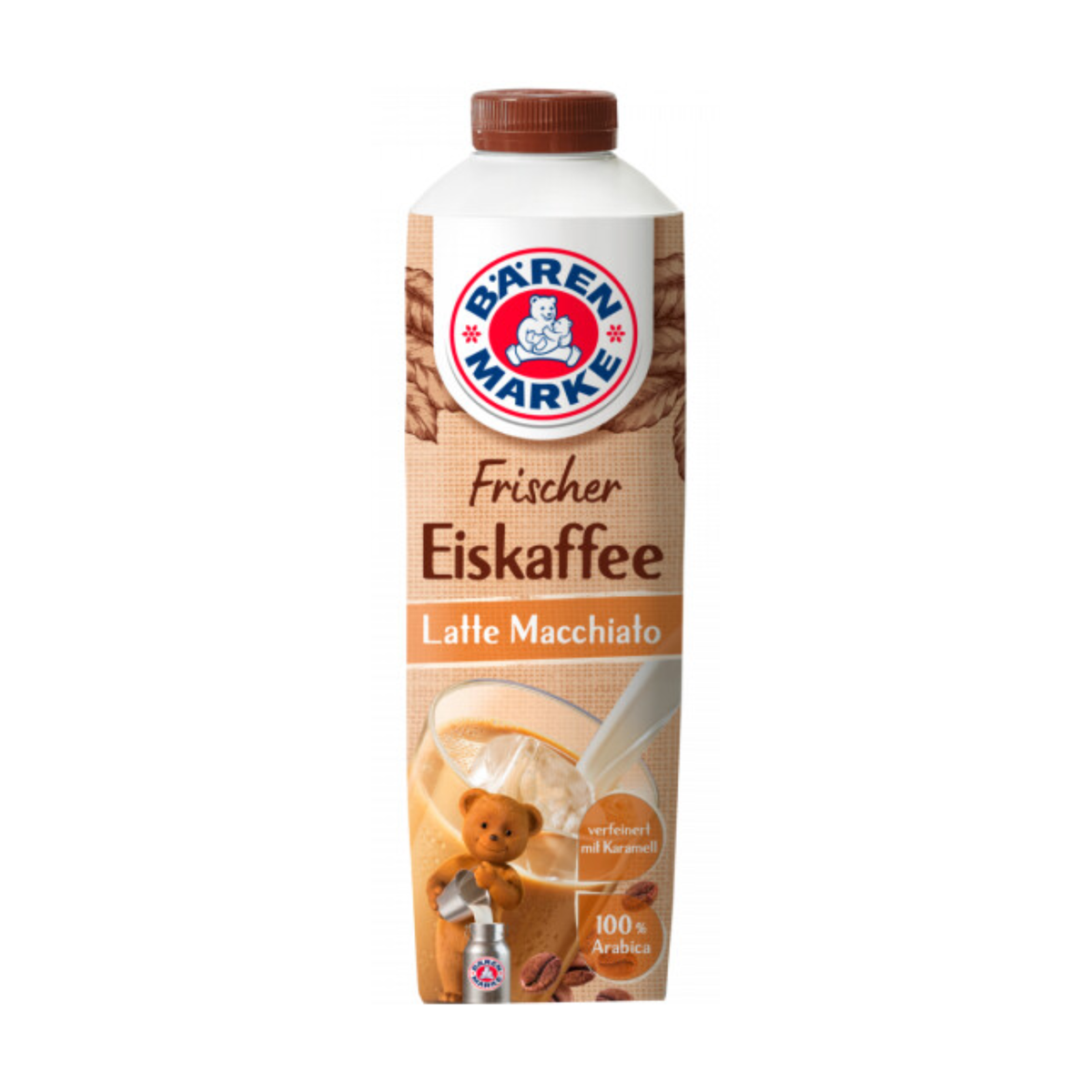 Bärenmarke Frischer Eiskaffee Latte Macchiato verfeinert mit Karamell 1,8% 1l