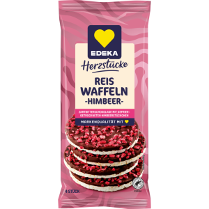 EDEKA Herzstücke Reiswaffel dunkle Schokolade mit Himbeerstücken 64g