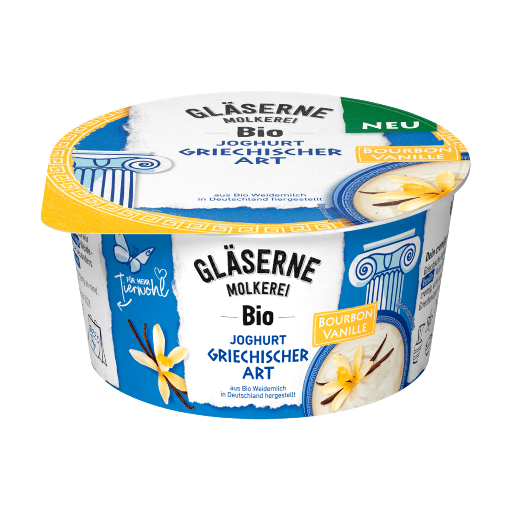 Bio Gläserne Molkerei Joghurt griechischer Art Vanille 150g