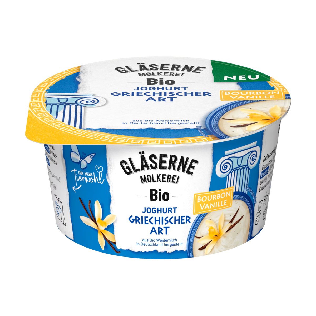 Bio Gläserne Molkerei Joghurt griechischer Art Vanille 150g