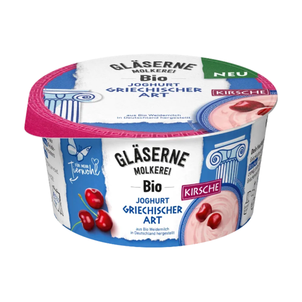Bio Gläserne Molkerei Joghurt griechischer Art Kirsche 150g