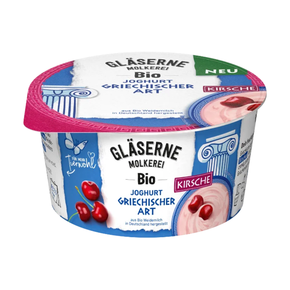 Bio Gläserne Molkerei Joghurt griechischer Art Kirsche 150g