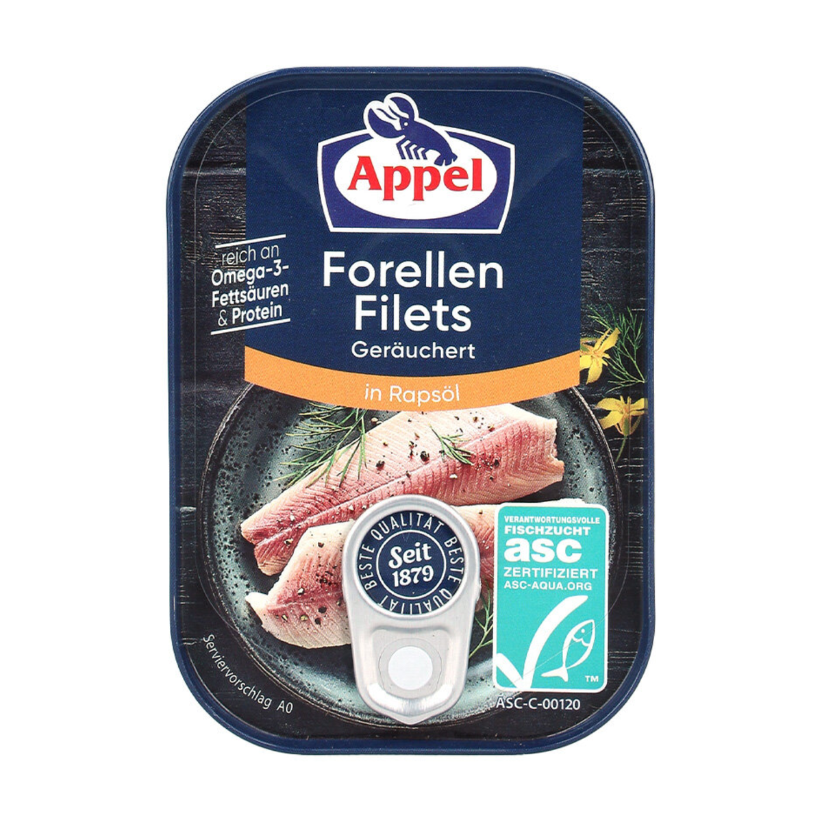 ASC Appel Geräucherte Forellen-Filets in Rapsöl 110g