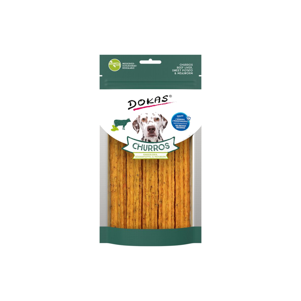 Dokas Churros mit Rinderleber Süßkartoffel & Mehlwurm 150g
