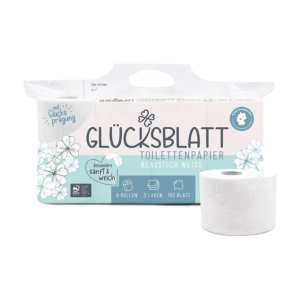 Glücksblatt Toilettenpapier Klassisch weiß 3-lagig 8x150BL