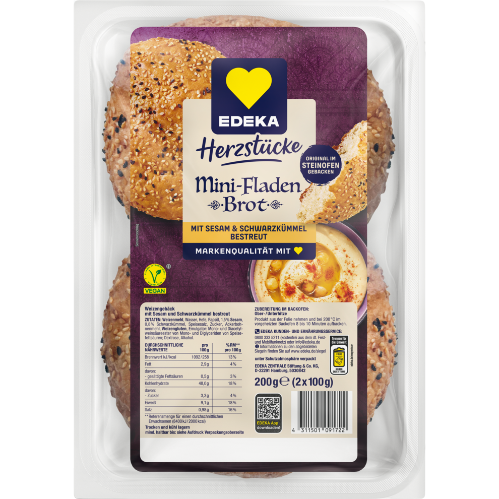 EDEKA Herzstücke Mini Fladenbrote 2x100g