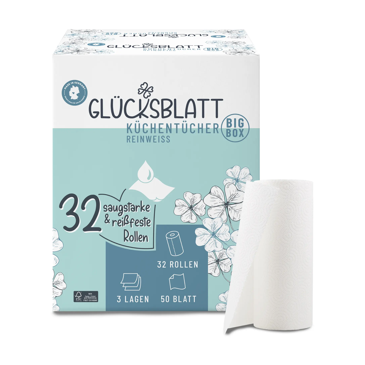 Glücksblatt Küchentücher 3-lagig 4x45BL