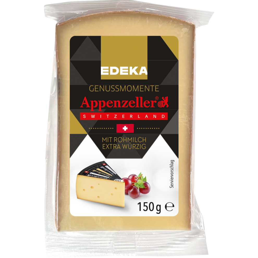 EDEKA Genussmomente Appenzeller Schnittkäse aus Rohmilch extra-würzig Stück 48% 150g
