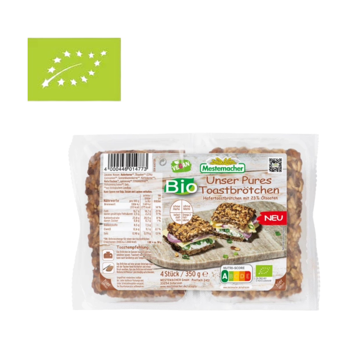 Bio Mestemacher Unser Pures Toastbrötchen 4ST 350g