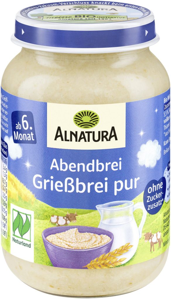 Bio Alnatura Abendbrei Grießbrei pur ab dem 6.Monat 190g