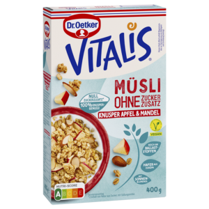 Dr.Oetker Vitalis без добавленного сахара хрустящий яблоко & миндаль 400g