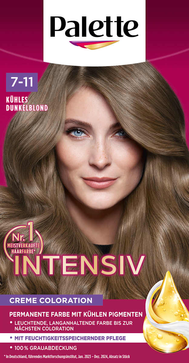 Palette Intensiv Creme Coloration Kühles Dunkelblond 7-11