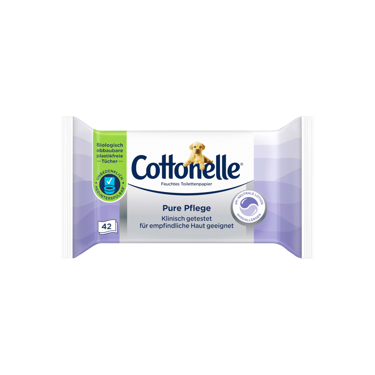 Cottonelle Feuchtes Toilettenpapier Pure Pflege Extra sanft für empfindliche Haut 42ST