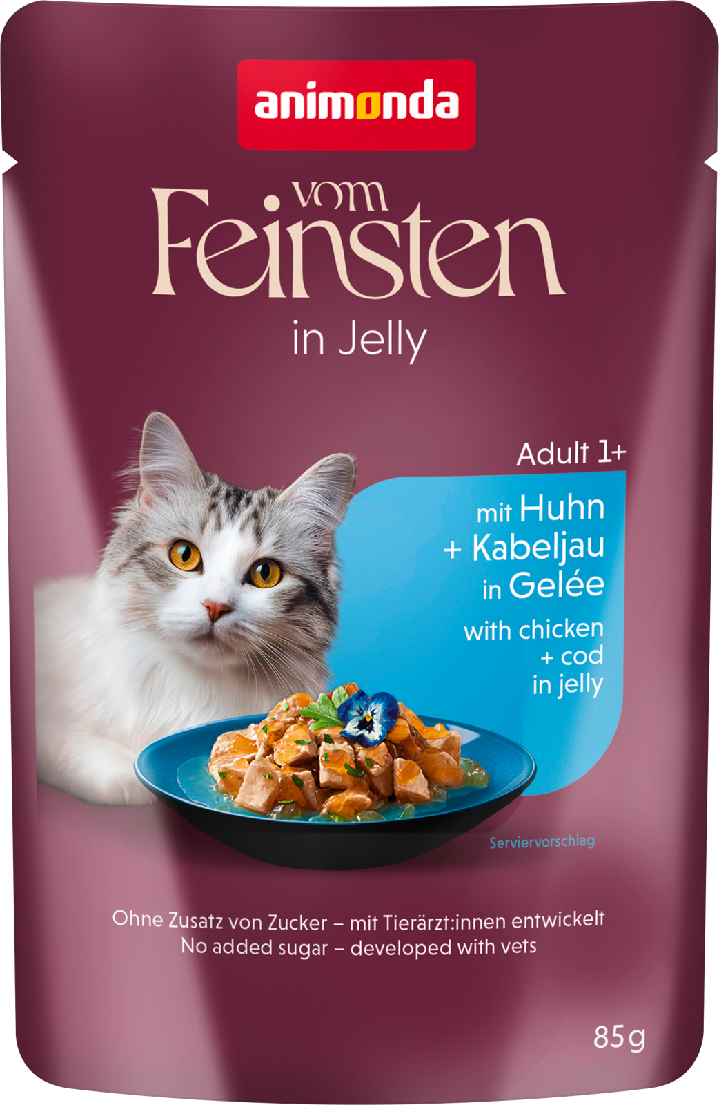 Animonda Vom Feinsten Adult Raffinesse in Gelee reich an Huhn mit Kabeljau 85g