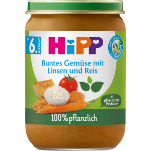 Bio Hipp Buntes Gemüse mit Linsen und Reis 190g