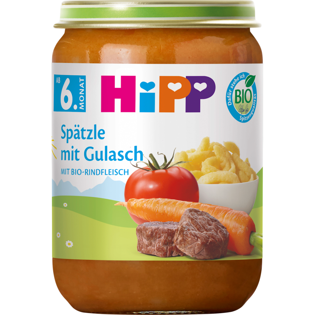 Bio Hipp Spätzle mit Gulasch 190g