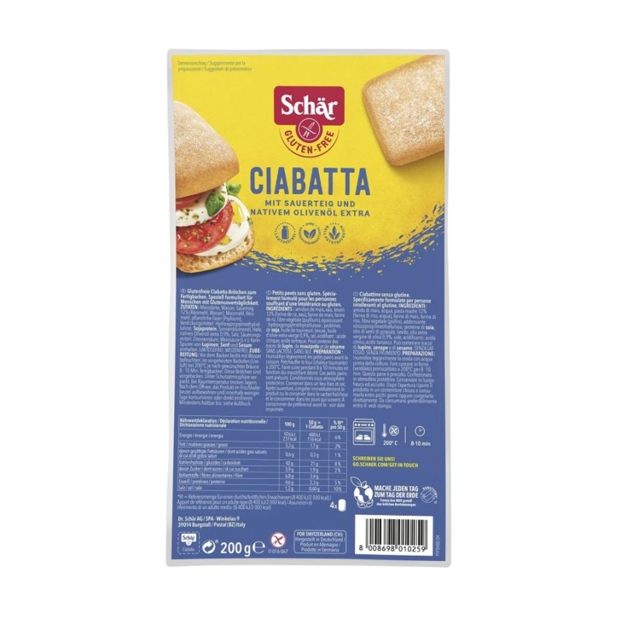 Schär Ciabatta mit Tomaten und Olivenöl XL 170g