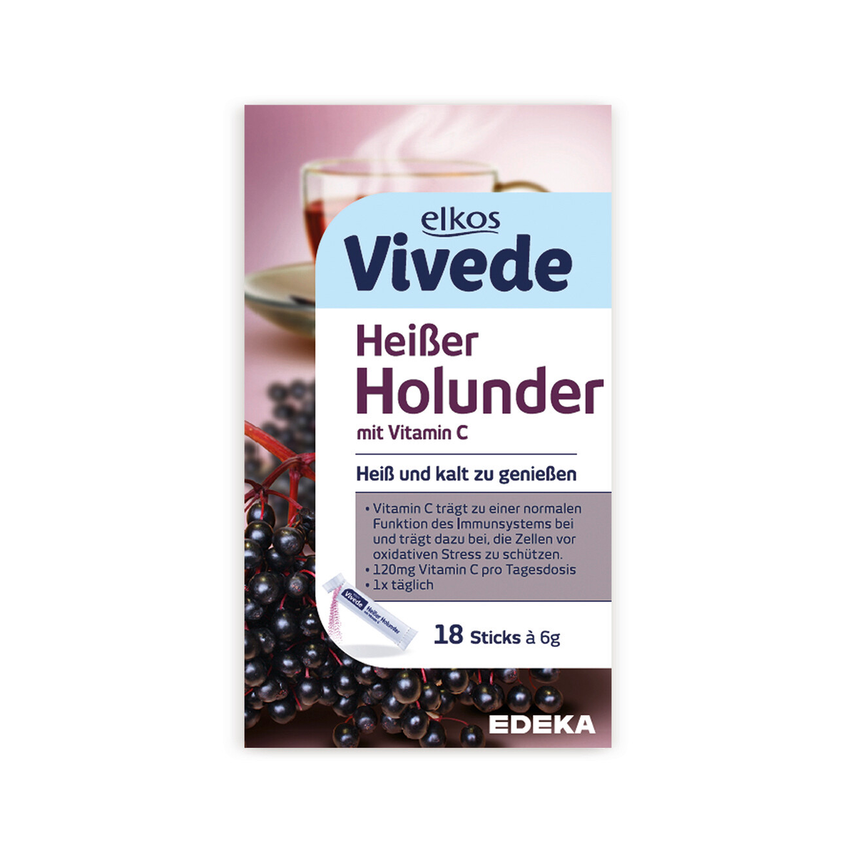 EDEKA elkos VIVEDE Heißer Holunder 18 Sticks 108g