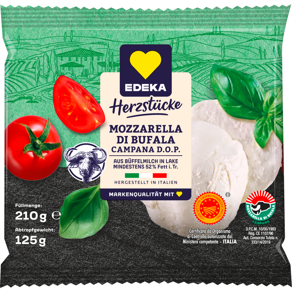 EDEKA Herzstücke Mozzarella Di Bufala Campana 52% DOP 210g