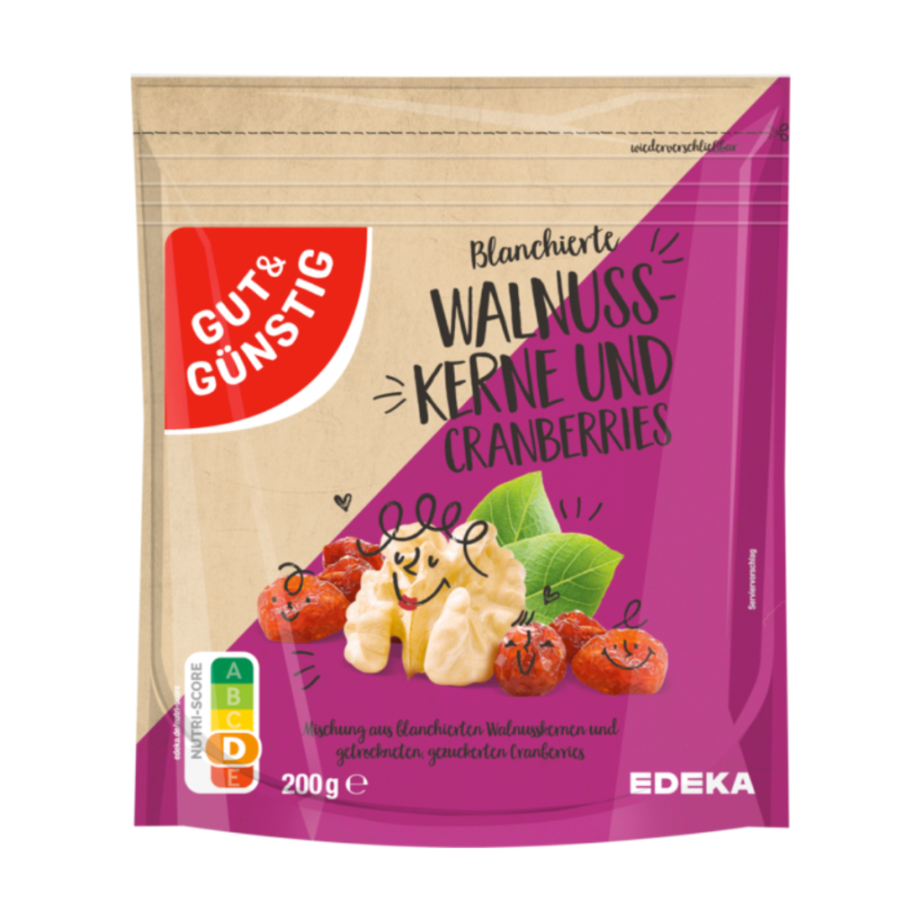 GUT&GÜNSTIG Walnusskerne blanchiert und Cranberries 200g