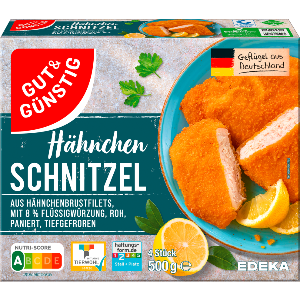 GUT&GÜNSTIG Hähnchenschnitzel paniert 500g VLOG QS ITW