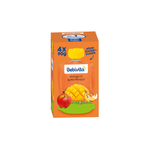 Bebivita Quetschbeutel Mango in Apfel Pfirsich 4x90g