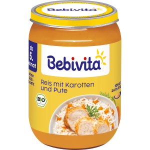 Bio Bebivita Menüs Reis mit Karotten und Pute ab 5.Monat 190g