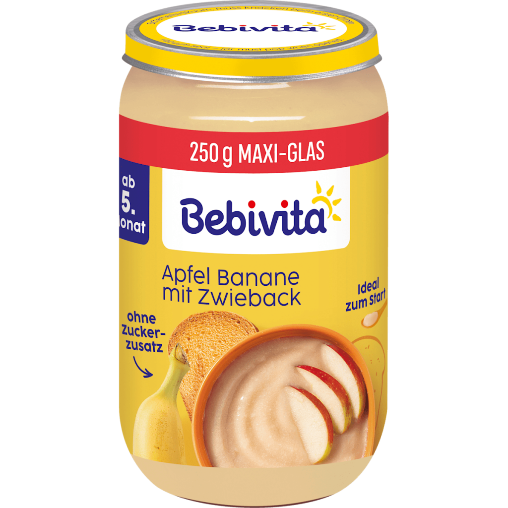 Bio Bebivita Frucht und Getreide Apfel Banane mit Zwieback ab 5.Monat 250g